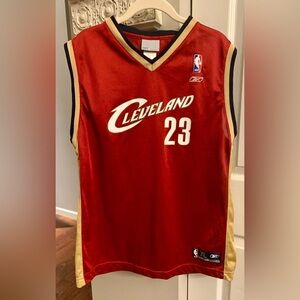 Reebok LeBron James Red and Gold Jersey Youth XL
